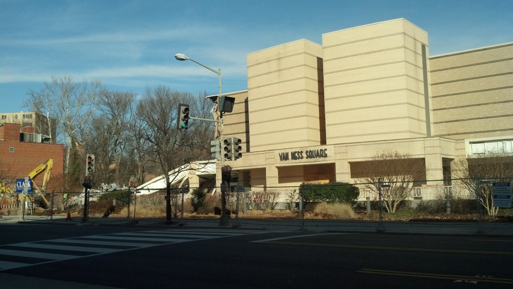 Van Ness Square, partially demolished, on Dec. 28, 2013.